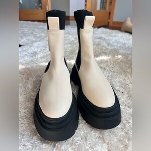 White  Chelsea platform boots from Mango
Chunky sole
